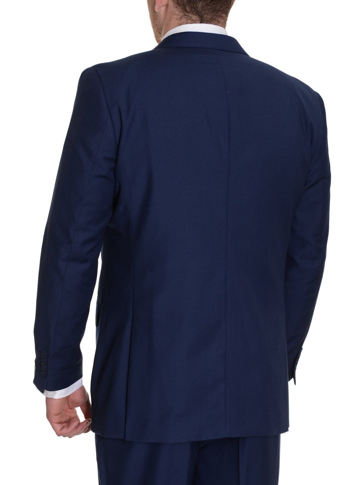 Raphael TWO PIECE SUITS Raphael Solid Blue Suit With Peak Lapels And Ticket Pocket