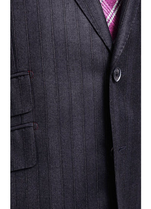 Robert Graham SUITS Robert Graham Mens Gray Striped Wool Cashmere Slim Fit 2 Button Suit