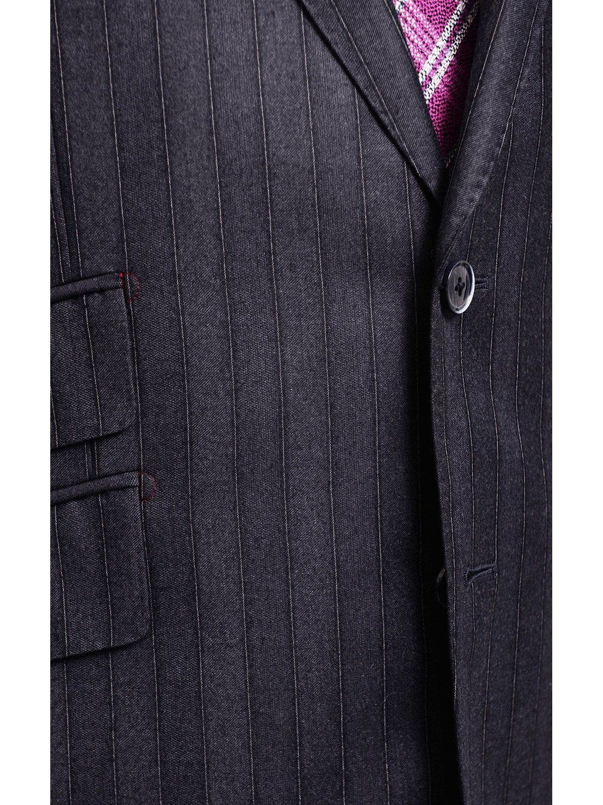 Robert Graham SUITS Robert Graham Mens Gray Striped Wool Cashmere Slim Fit 2 Button Suit
