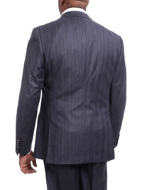 Thumbnail for Robert Graham SUITS Robert Graham Mens Gray Striped Wool Cashmere Slim Fit 2 Button Suit