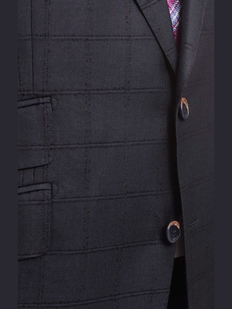 Robert Graham TWO PIECE SUITS Robert Graham Slim Fit Navy Blue Windowpane Two Button Wool Silk Blend Suit