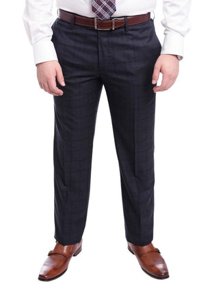 Robert Graham TWO PIECE SUITS Robert Graham Slim Fit Navy Blue Windowpane Two Button Wool Silk Blend Suit