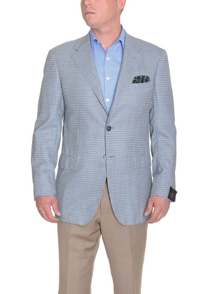 Sartoria Partenopea 40R 50 White Blue Green Check Wool 3 Button Men's Sportcoat - The Suit Depot