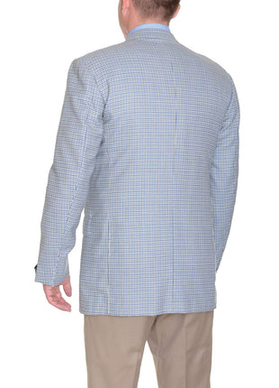 Sartoria Partenopea BLAZERS Sartoria Partenopea 40R 50 White Blue Green Check Wool 3 Button Men's Sportcoat