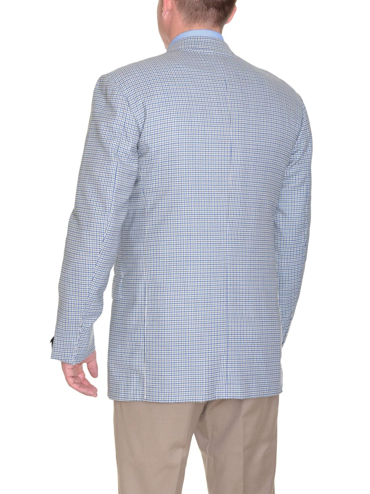 Sartoria Partenopea BLAZERS Sartoria Partenopea 40R 50 White Blue Green Check Wool 3 Button Men&#39;s Sportcoat