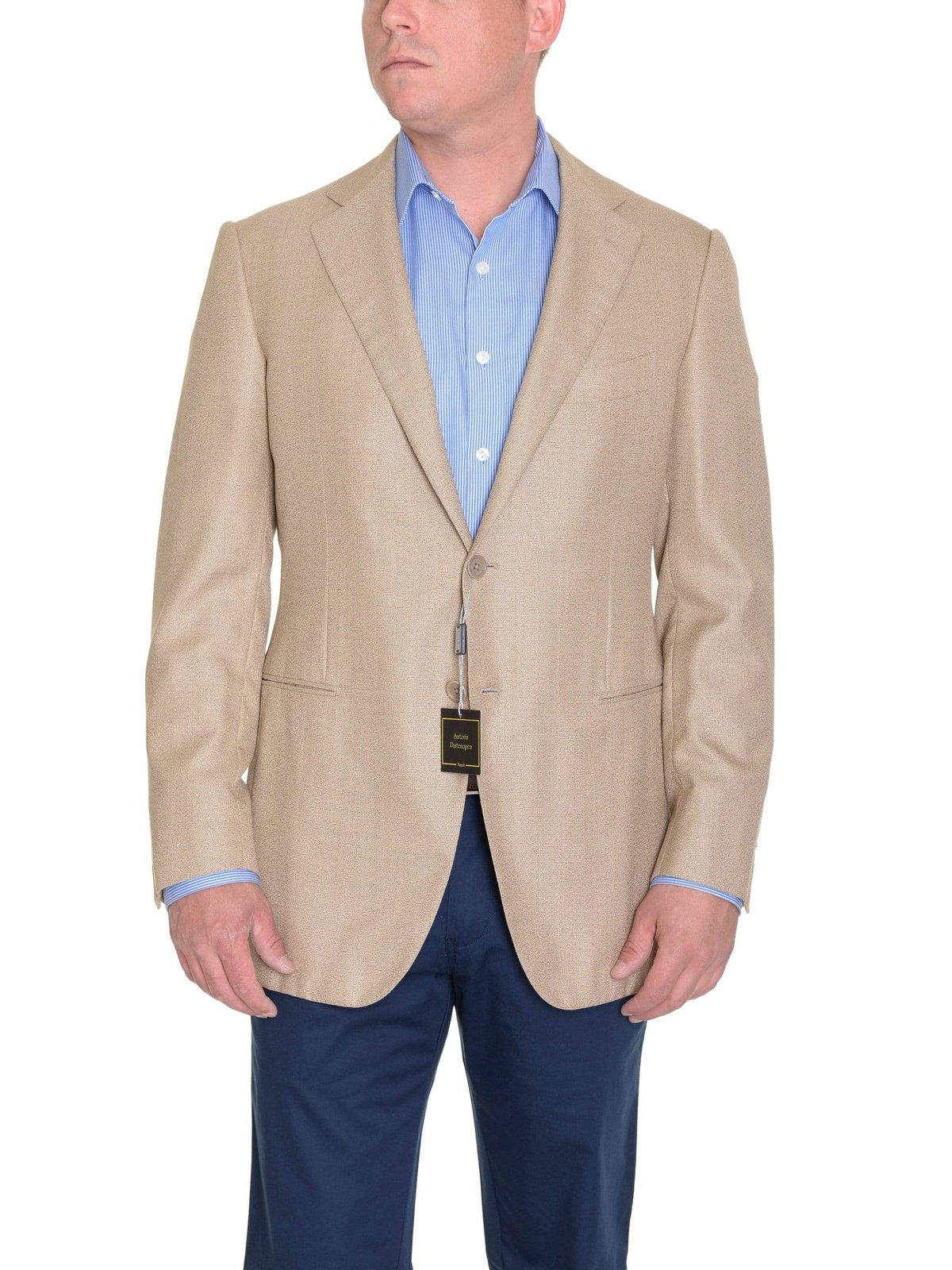 Sartoria Partenopea Italy 40R 50 Tan Beige Wool Silk Men&#39;s Blazer Sportcoat - The Suit Depot