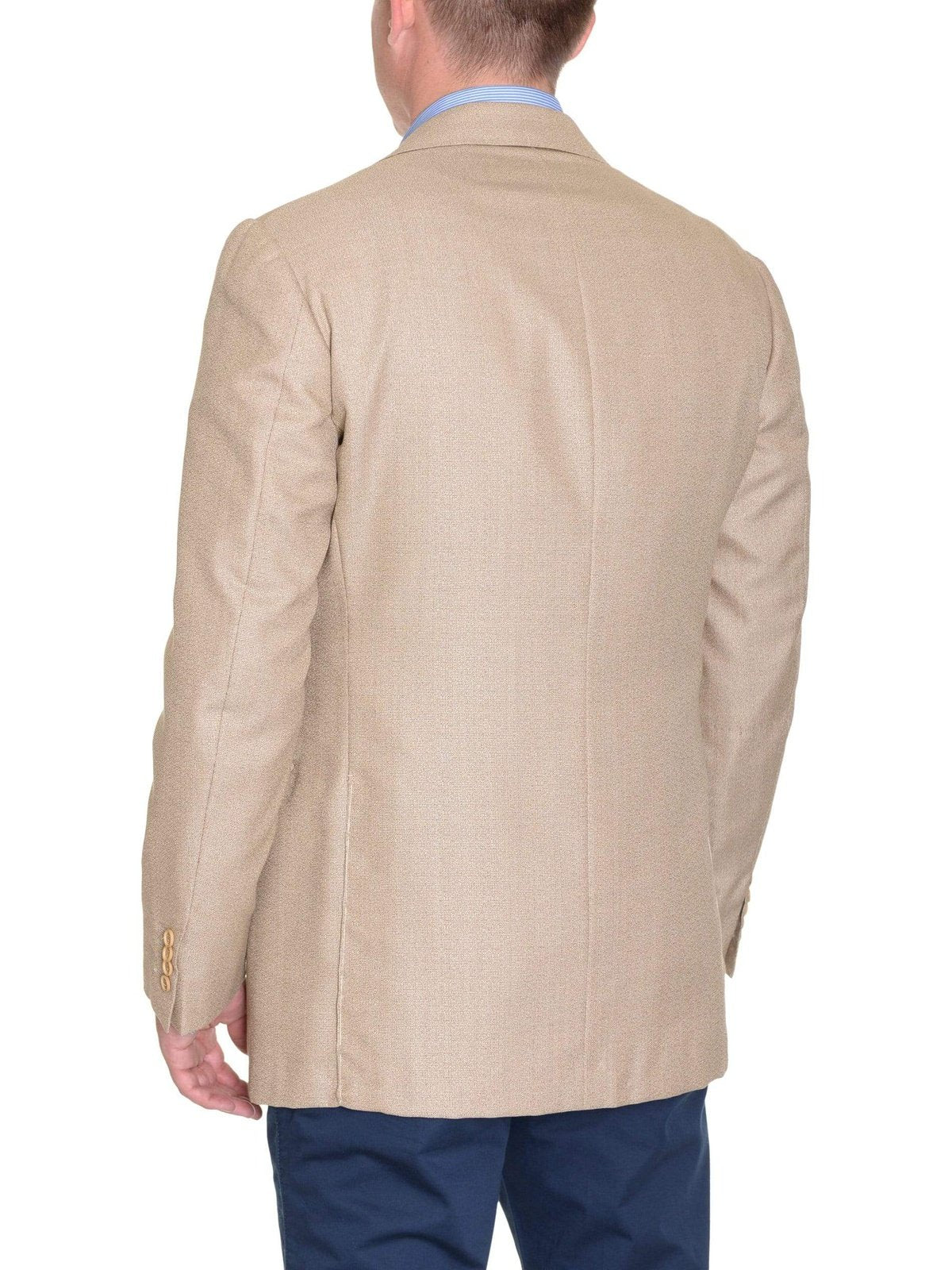 Sartoria Partenopea Italy 40R 50 Tan Beige Wool Silk Men's Blazer Sportcoat - The Suit Depot