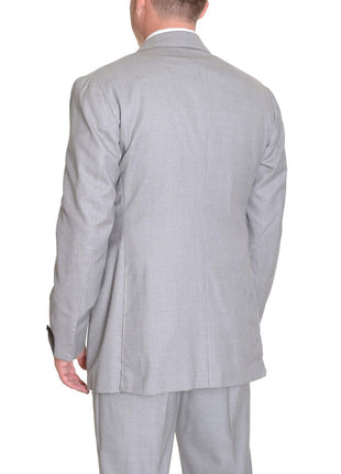Sartoria Partenopea 40R 50 Light Gray Pinstriped Wool Silk Suit With Peak Lapels - The Suit Depot