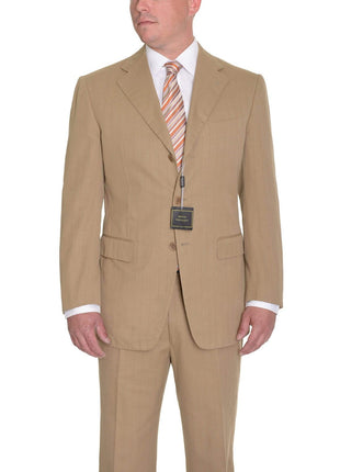Sartoria Partenopea 40R 50 Tan Striped Unlined Cotton Cashmere Suit - The Suit Depot