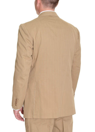 Sartoria Partenopea 40R 50 Tan Striped Unlined Cotton Cashmere Suit - The Suit Depot