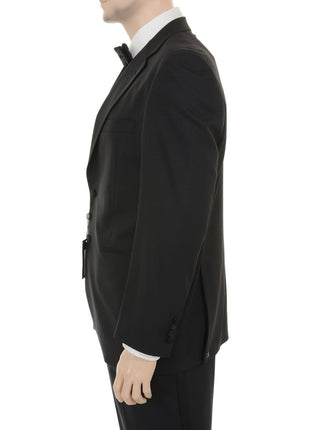 Silvio Breciani Mens Black Tonal Striped Two Button Wool Tuxedo Tux Suit - The Suit Depot