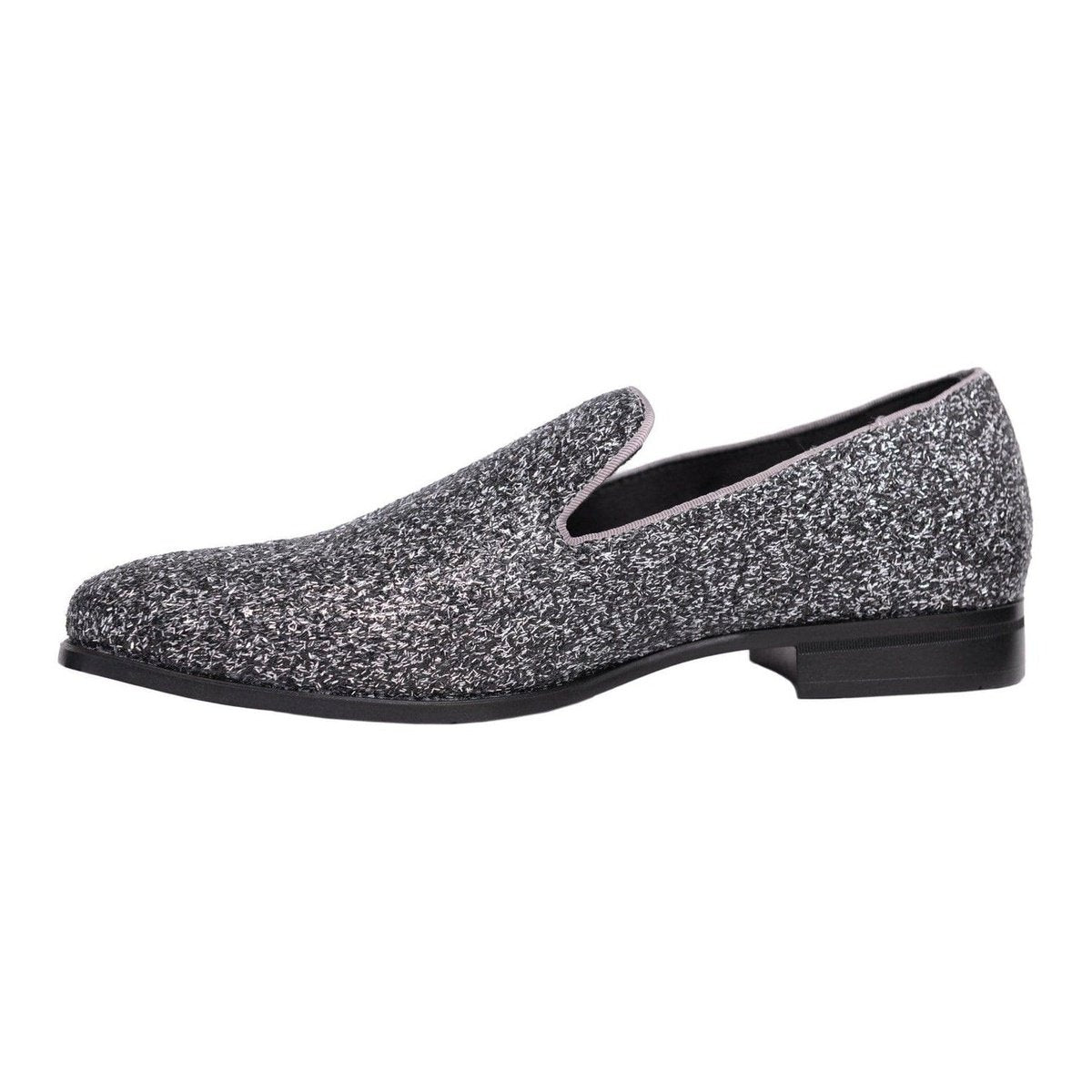 Stacy Adams Swank Silver & Gray Sparkle Slip-on Dress Shoes - The Suit Depot