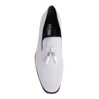 Thumbnail for Stacy Adams Swank Tassel Textured Silver Sparkle Slip-on Dress Shoes - The Suit Depot