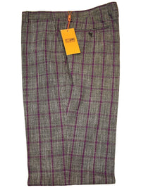Thumbnail for Steven Land PANTS Steven Land Mens Regular Fit Gray & Purple Plaid Flat Front Dress Pants