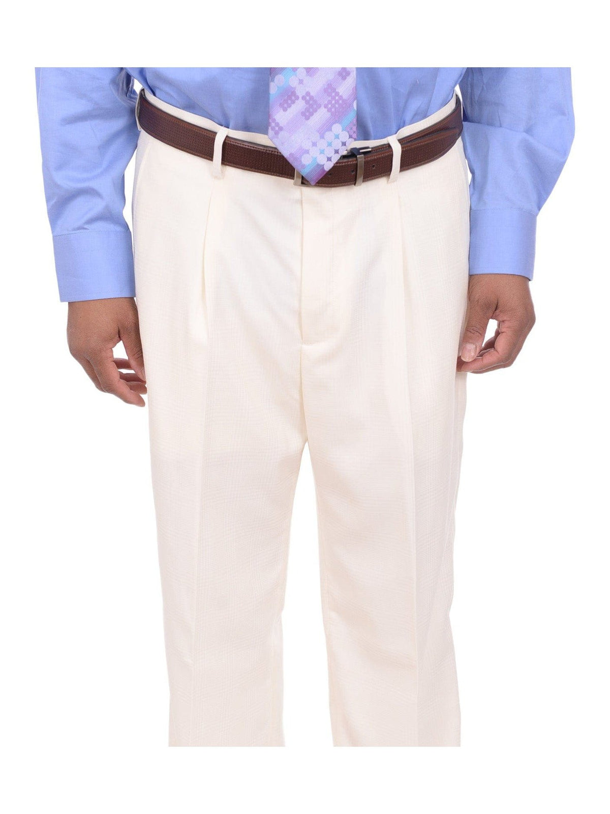 Steven Land Sale Suits Steven Land Cream Tonal Glen Plaid One Button Three Piece Suit With Peak Lapels
