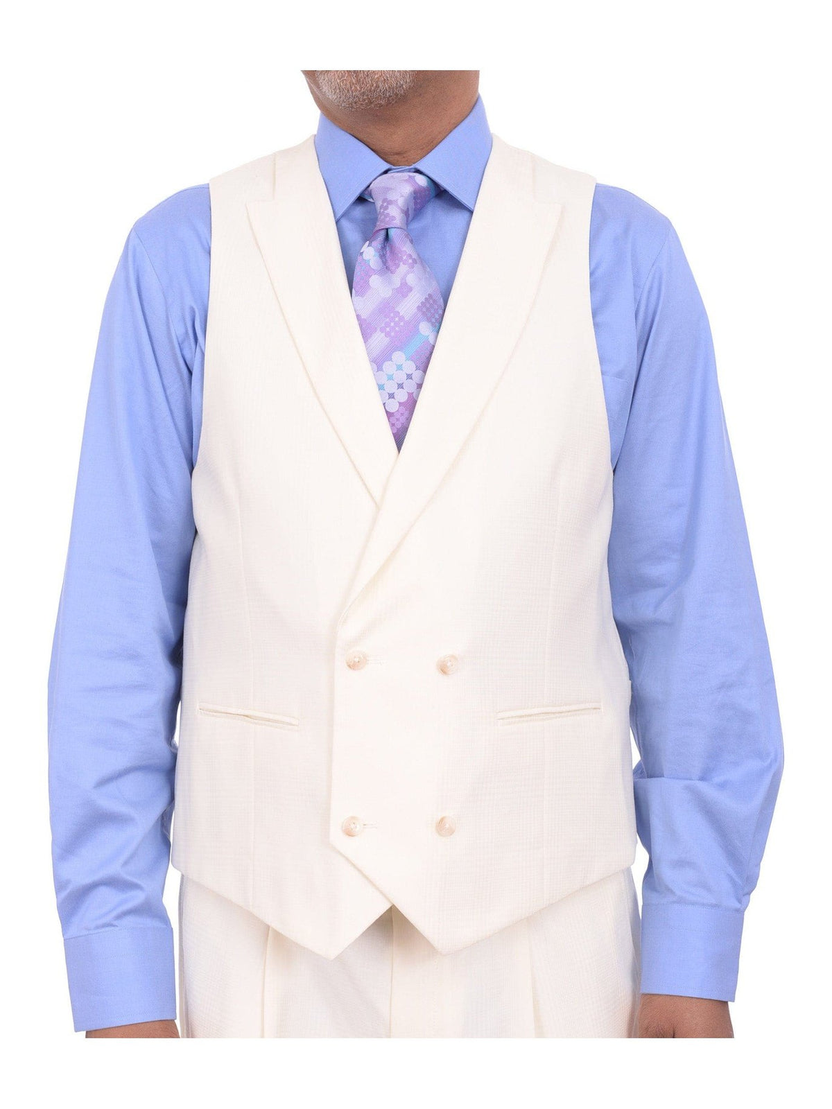 Steven Land Sale Suits Steven Land Cream Tonal Glen Plaid One Button Three Piece Suit With Peak Lapels