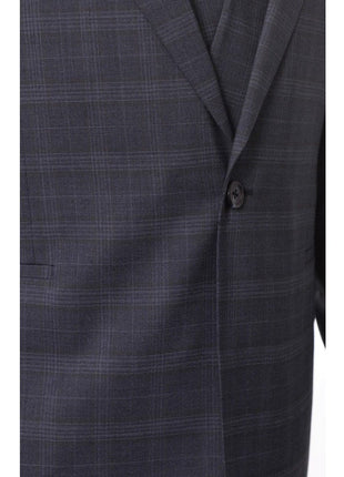 Steven Land Sale Suits Steven Land Mens Blue Plaid 100% Wool Classic Fit 3 Piece Suit