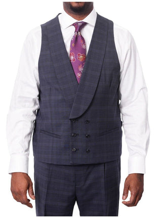 Steven Land Sale Suits Steven Land Mens Blue Plaid 100% Wool Classic Fit 3 Piece Suit