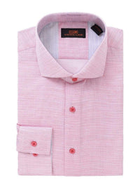 Thumbnail for Steven Land Mens 100% Cotton Red Textured Regular Fit Cutaway Collar Dress Shirt - The Suit Depot