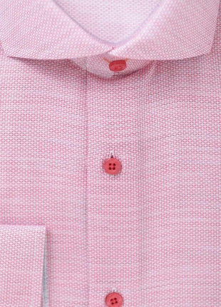 Steven Land Mens 100% Cotton Red Textured Regular Fit Cutaway Collar Dress Shirt - The Suit Depot