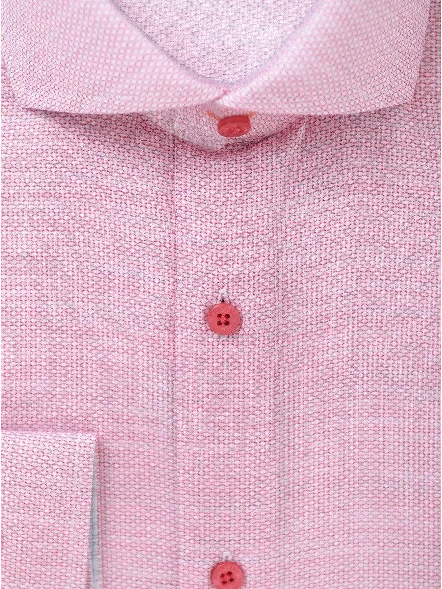 Steven Land Mens 100% Cotton Red Textured Regular Fit Cutaway Collar Dress Shirt - The Suit Depot