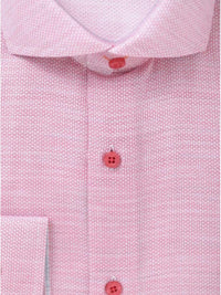 Thumbnail for Steven Land Mens 100% Cotton Red Textured Regular Fit Cutaway Collar Dress Shirt - The Suit Depot
