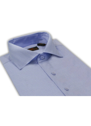 Steven Land SHIRTS Steven Land Mens Blue Herringbone Cotton Spread Collar French Cuff Dress Shirt