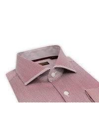 Thumbnail for Steven Land SHIRTS Steven Land Mens Burgundy Spread Collar French Cuff 100% Cotton Dress Shirt