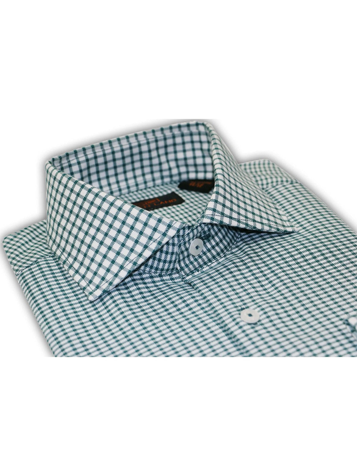 Steven Land SHIRTS Steven Land Mens Green Check 100% Cotton Spread Collar French Cuff Dress Shirt