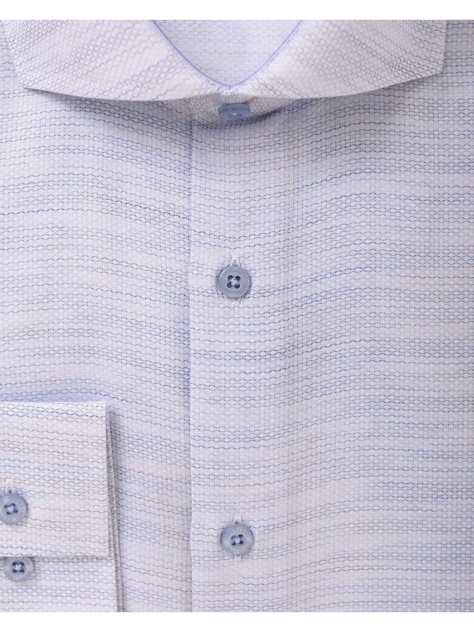 Steven Land Mens Regular Fit Blue Textured 100% Cotton Dress Shirt - The Suit Depot