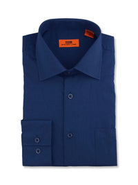 Thumbnail for Steven Land SHIRTS Steven Land Mens Solid Navy Blue Spread Collar Wrinkle Free Cotton Dress Shirt