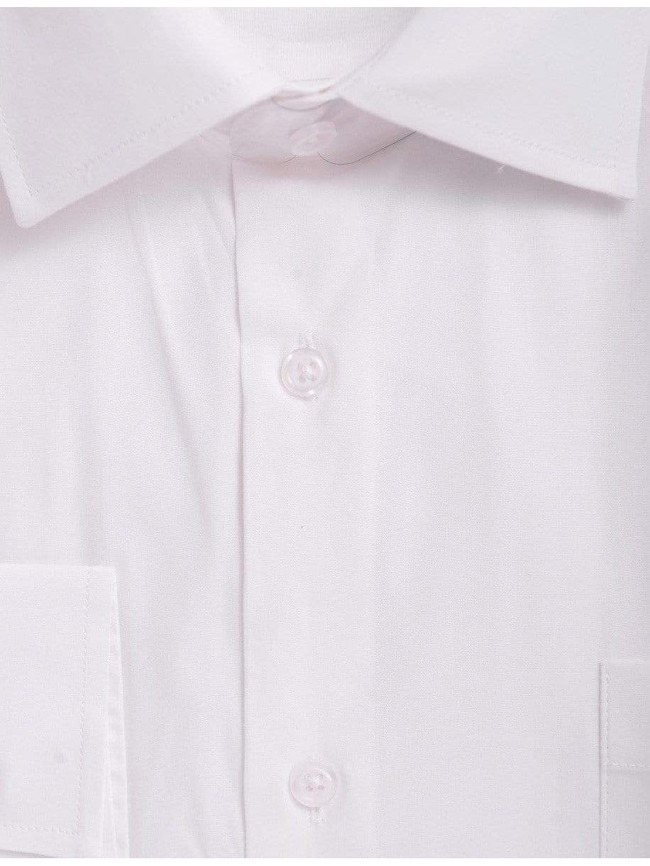 Steven Land SHIRTS Steven Land Trim Fit Solid White Twill Spread Collar Barrel Cuff Cotton Dress Shirt