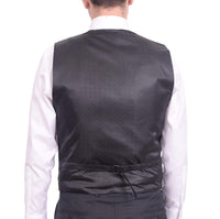Thumbnail for Steven Land Steven Land Solid Black Velour Six Button Vest With Necktie & Bowtie Set