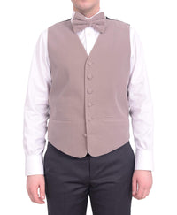 Thumbnail for Steven Land Steven Land Solid Gray Taupe Velvet Velour Vest With Necktie & Bowtie Set