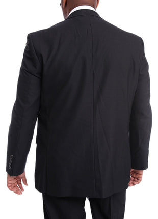 Steven Land THREE PIECE SUITS Steven Land Classic Fit Solid Navy One Button Three Piece Wool Suit Peak Lapels