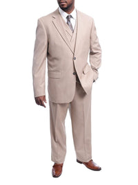 Thumbnail for Steven Land THREE PIECE SUITS Steven Land Classic Fit Solid Tan Two Button Three Piece Wool Suit
