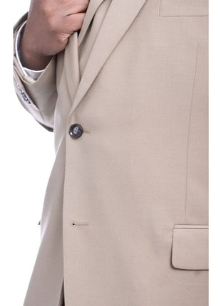 Steven Land THREE PIECE SUITS Steven Land Classic Fit Solid Tan Two Button Three Piece Wool Suit