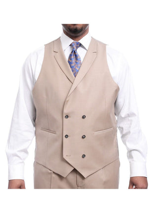 Steven Land THREE PIECE SUITS Steven Land Classic Fit Solid Tan Two Button Three Piece Wool Suit