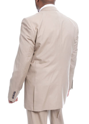 Steven Land THREE PIECE SUITS Steven Land Classic Fit Solid Tan Two Button Three Piece Wool Suit