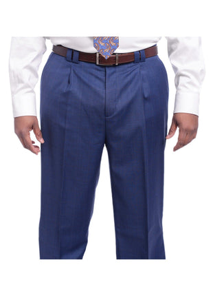Steven Land TWO PIECE SUITS Steven Land Classic Fit Blue Windowpane Plaid Vested Wool Suit