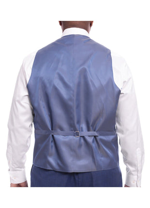 Steven Land TWO PIECE SUITS Steven Land Classic Fit Blue Windowpane Plaid Vested Wool Suit