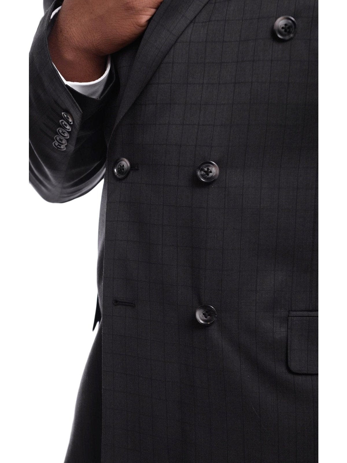 Steven Land TWO PIECE SUITS Steven Land Classic Fit Charcoal Gray Check Two Button Wool Suit