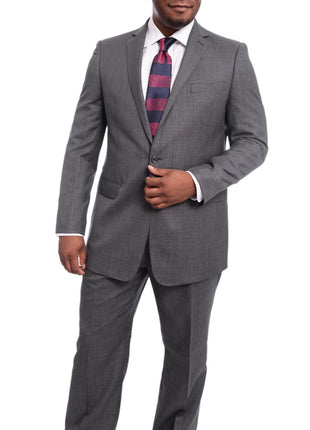 Steven Land TWO PIECE SUITS Steven Land Classic Fit Gray Stepweave Two Button Wool Suit