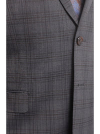 Thumbnail for Steven Land TWO PIECE SUITS Steven Land Classic Fit Gray Textured Windowpane Two Button Wool Suit