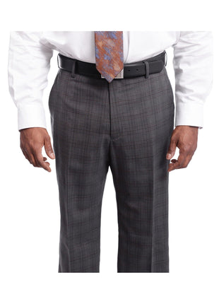Steven Land TWO PIECE SUITS Steven Land Classic Fit Gray Textured Windowpane Two Button Wool Suit