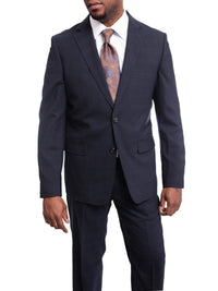 Thumbnail for Steven Land TWO PIECE SUITS Steven Land Classic Fit Navy Blue Plaid Two Button Wool Suit