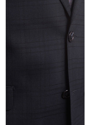 Steven Land TWO PIECE SUITS Steven Land Classic Fit Navy Blue Plaid Two Button Wool Suit