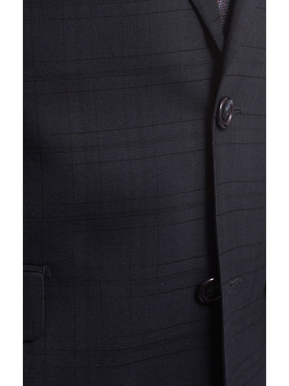 Steven Land TWO PIECE SUITS Steven Land Classic Fit Navy Blue Plaid Two Button Wool Suit