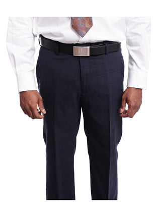 Steven Land TWO PIECE SUITS Steven Land Classic Fit Navy Blue Plaid Two Button Wool Suit