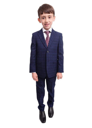 T.O. Bestselling Items 4 T.o. Slim Fit Blue Check Two Button Boys Suit